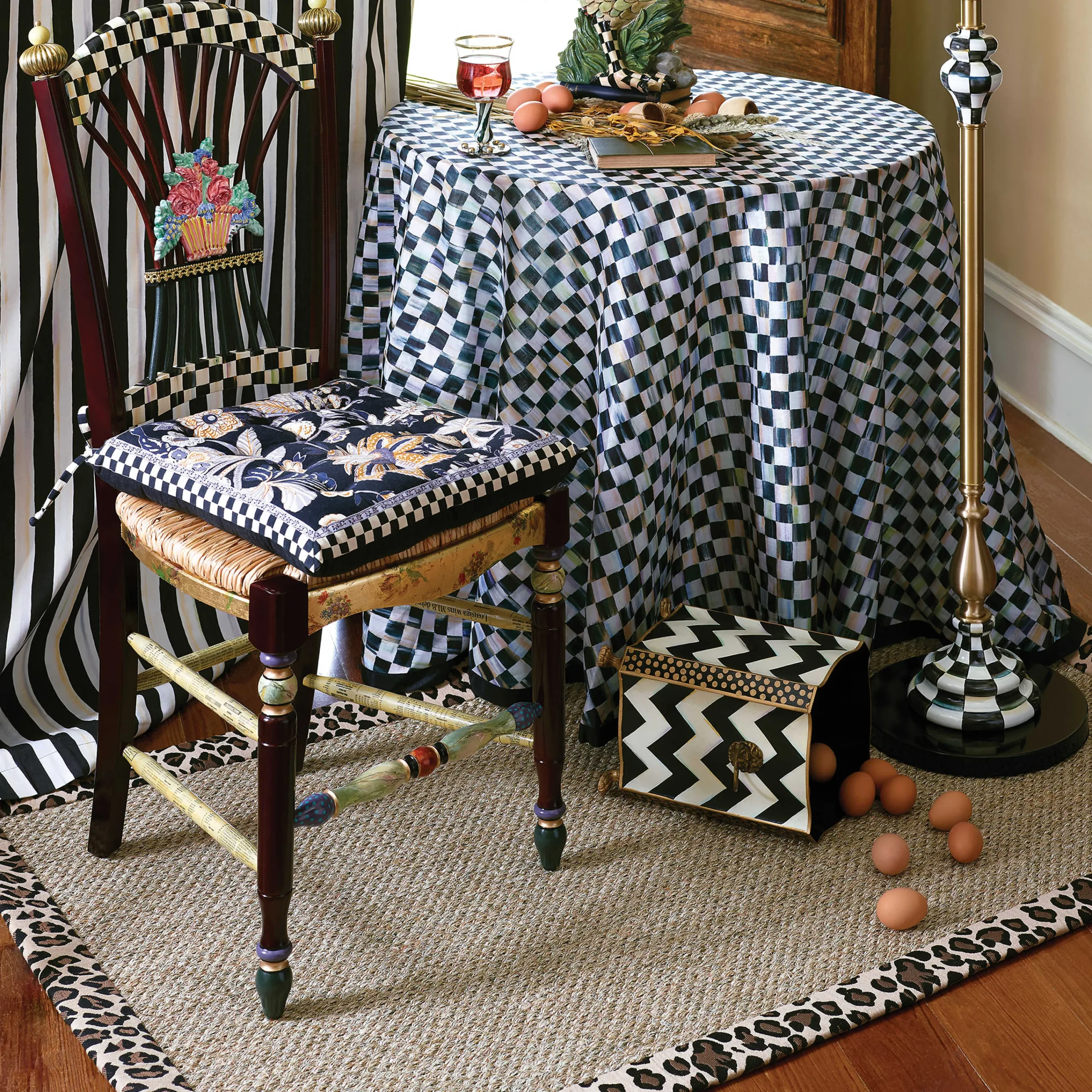 MacKenzie-Childs Zig Zag Waste Bin* Room Accents